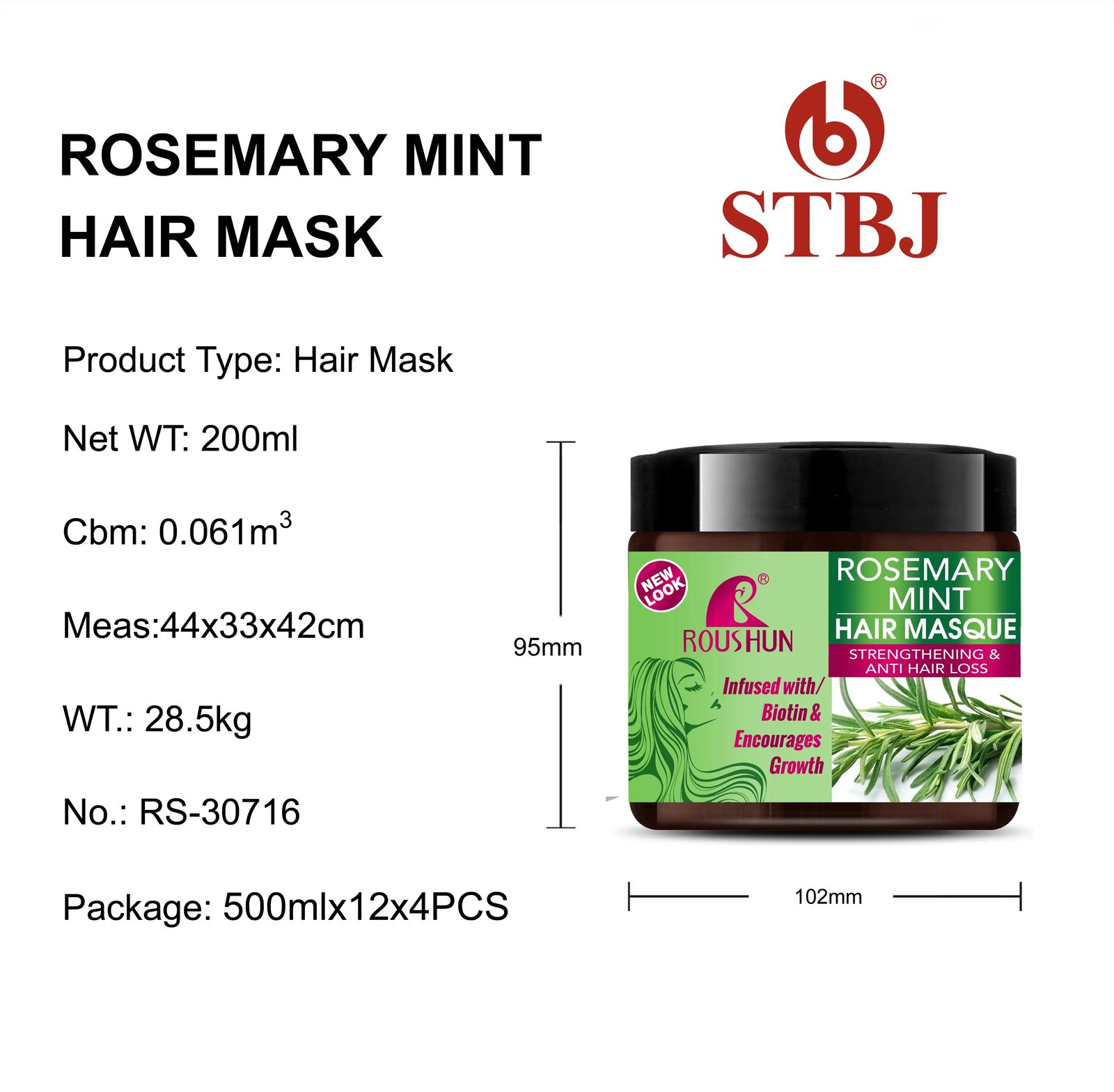 ROSEMARY MINT HAIR MASQUE STRENGTHENIN & ANTI HAIR LOSS 500ML E41 \ 6921199127184 - Image 5