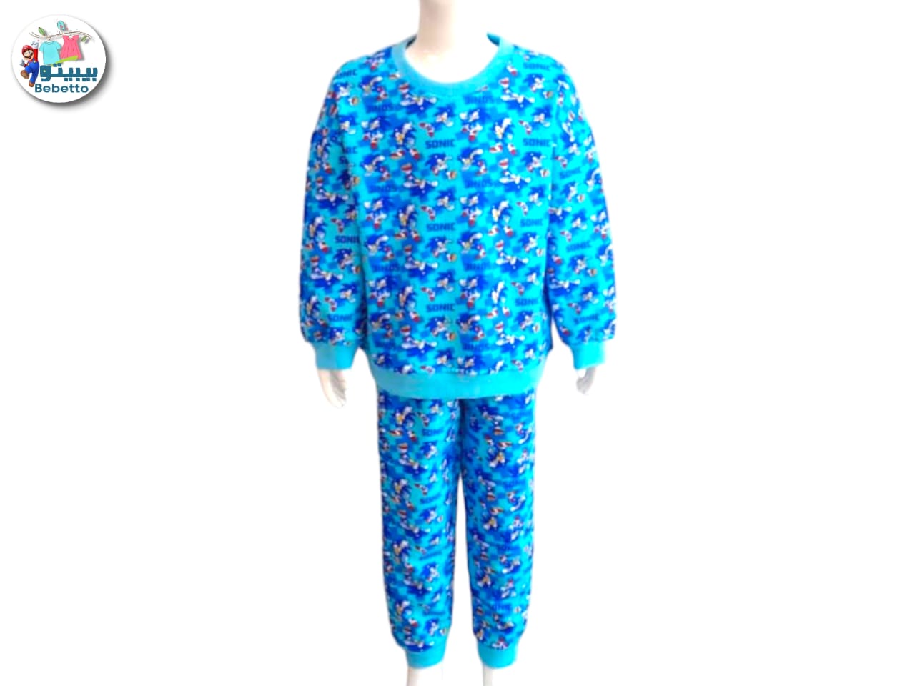 Bebetto kids' co-ord pajama set featuring a blue Sonic the Hedgehog print 1750E \ F1235543 - Image 1