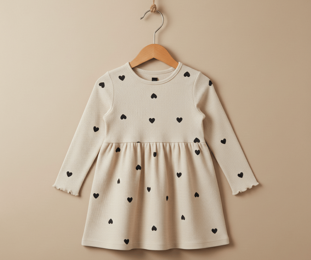 Black White Heart Print Baby Long Sleeve Frill Top 1400E \ G112873 - Image 1