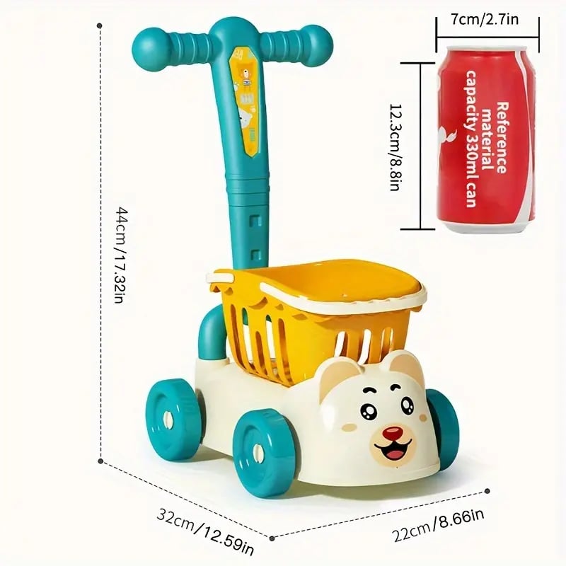  Kids' Mini Supermarket Shopping Cart, Baby Push Cart, Fruits Vegetables Cutting Game -C28 \ E543661 - Image 6