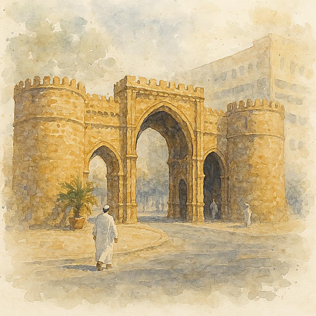 لوحة مرسومة كانفاس لبوابة جدة القديمة - صورة 3