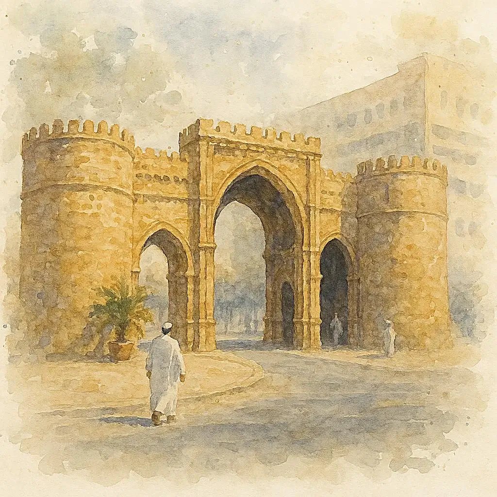 لوحة مرسومة كانفاس لبوابة جدة القديمة - صورة 2