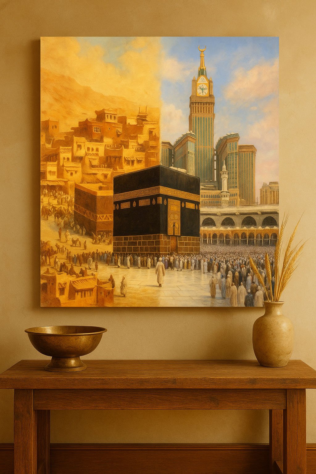لوحة مرسومة كانفاس تُجسد الكعبة المشرفة في الحرم المكي - صورة 4