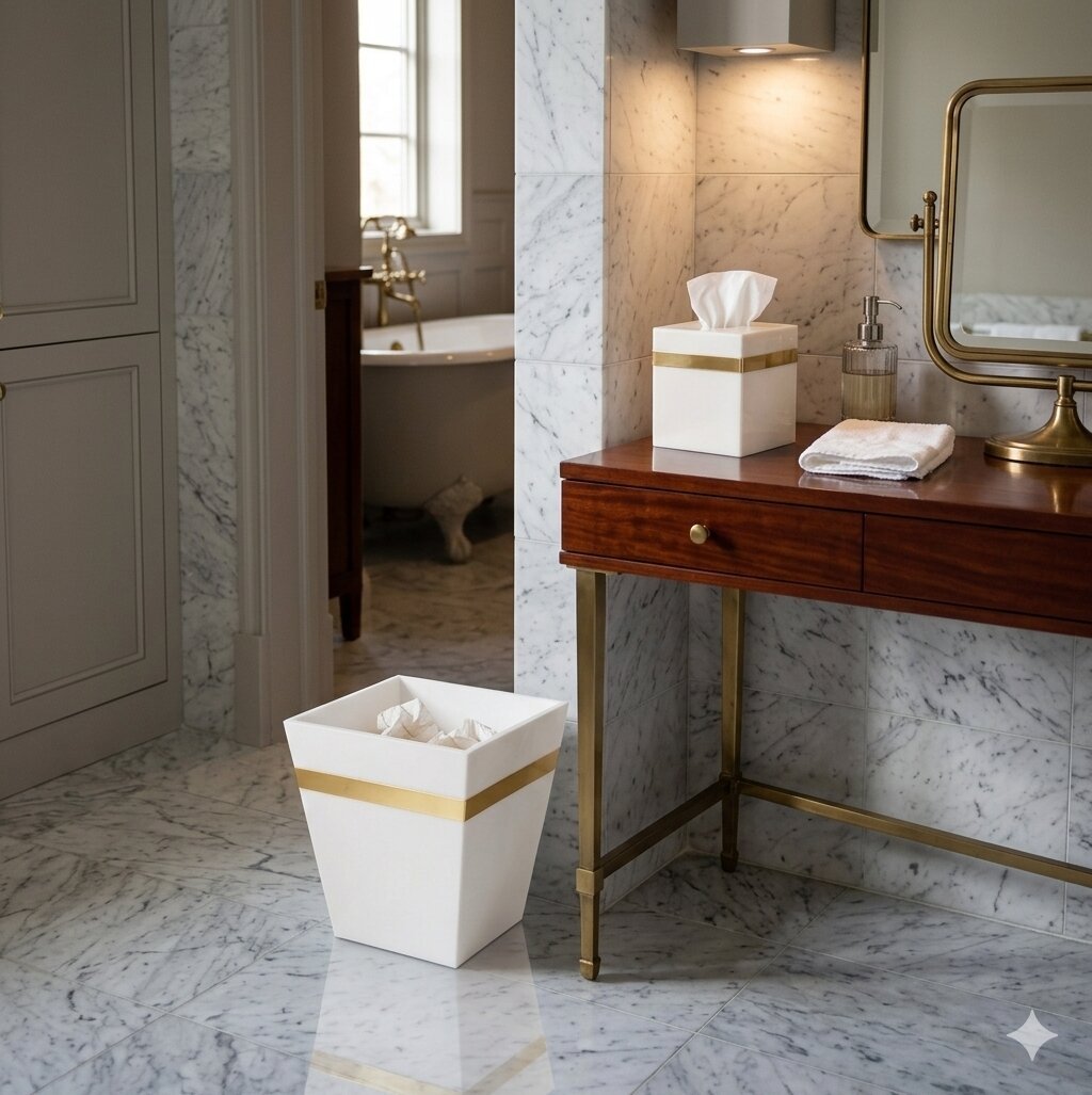 Luxury Set of Tissue Box & Waste Basket - صورة 3