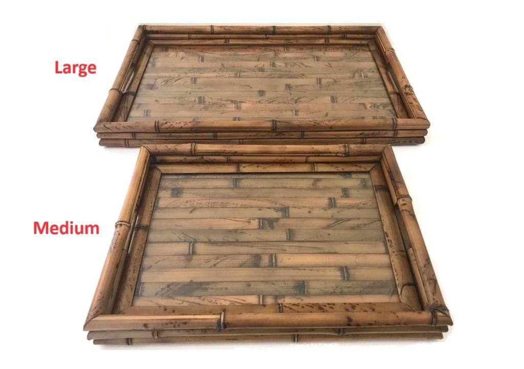 Medium Rectangular Bamboo Tray with Glass Bottom - صورة 9