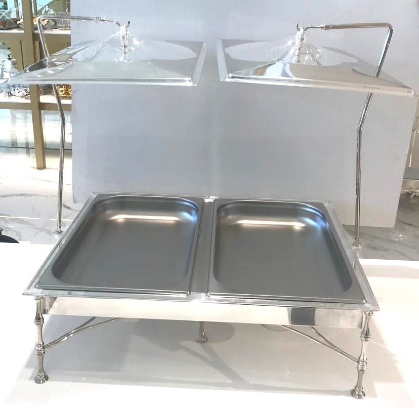 X-Large Double Rectangular Silver Chafing Dish - صورة 1