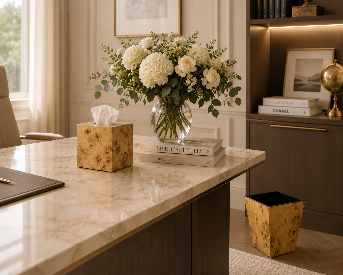Luxury Set of Tissue Box & Waste Basket - صورة 9