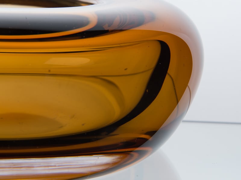  Luxury Gold/Brown Murano Crystal Big Bowl with Decorative Snail Silver Plated - صورة 3