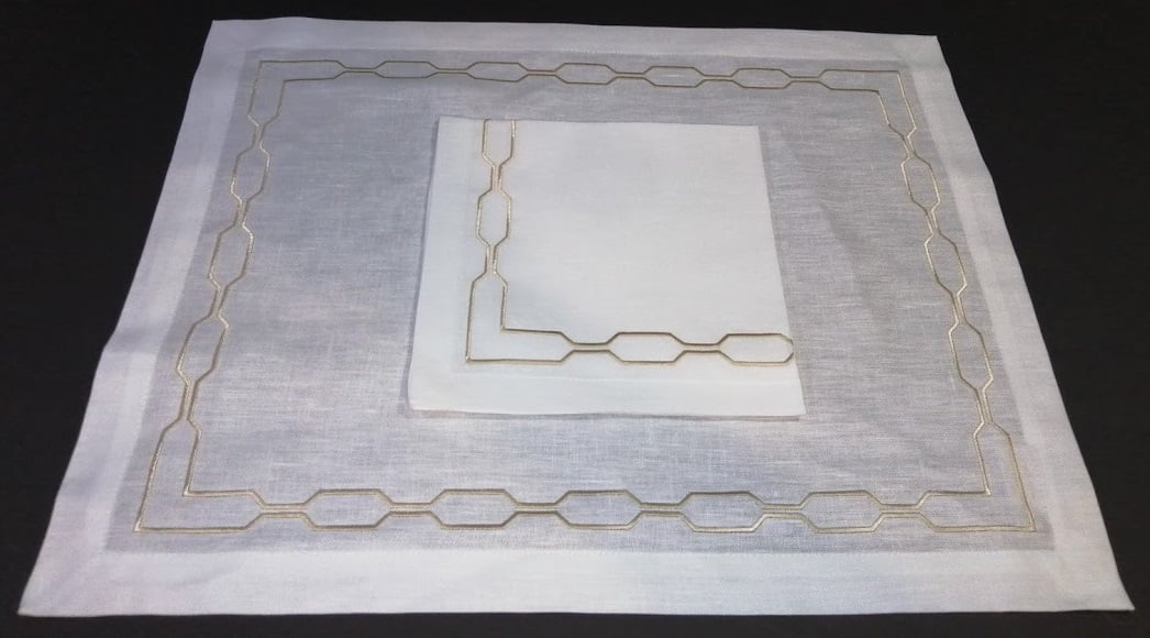 Oval Chain Frame Design Placemats with Napkins Set For 12.Persons - صورة 1