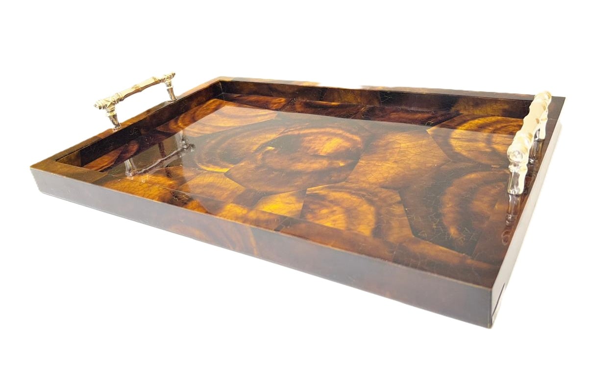 Medium Brwon Tray with Bamboo Handles - صورة 8