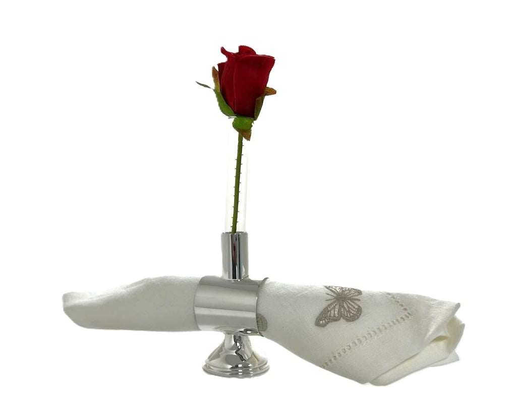 Set of 6.Napkins & 6.Flowers Glass Tubes Holder - صورة 6