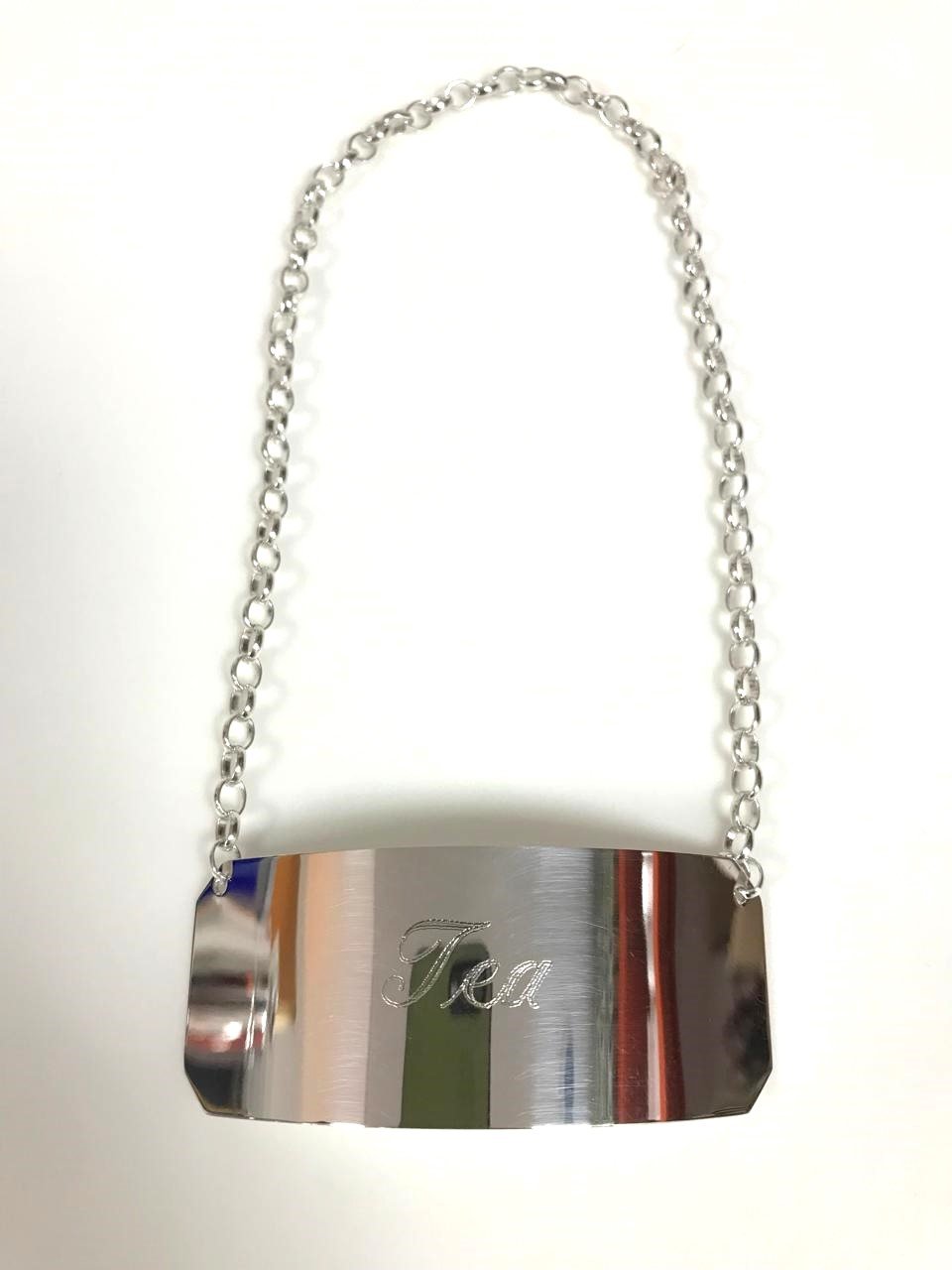 Elegant Tea Tag with Chain in Silver Color - Image 2