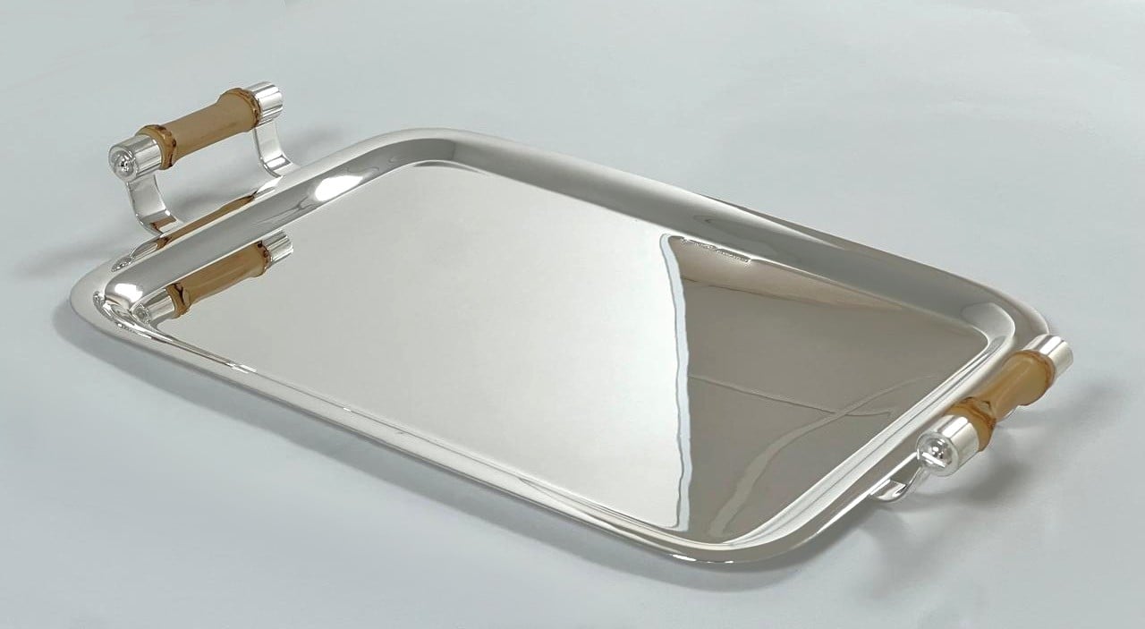Medium rect tray with bamboo handles - صورة 2