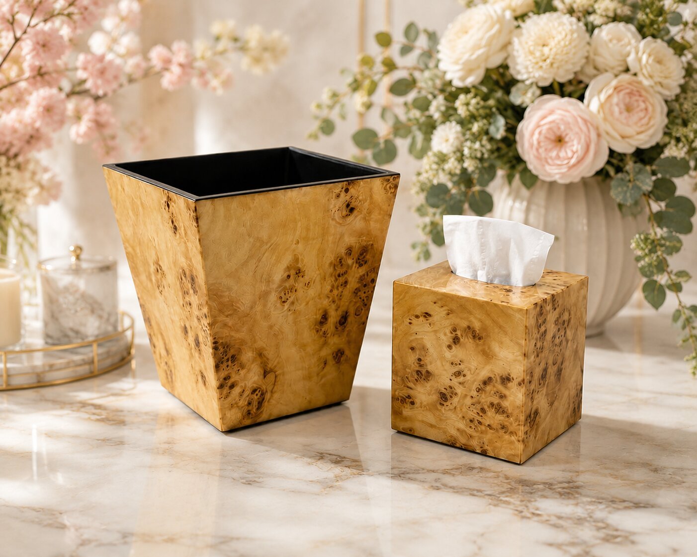 Luxury Set of Tissue Box & Waste Basket - صورة 12