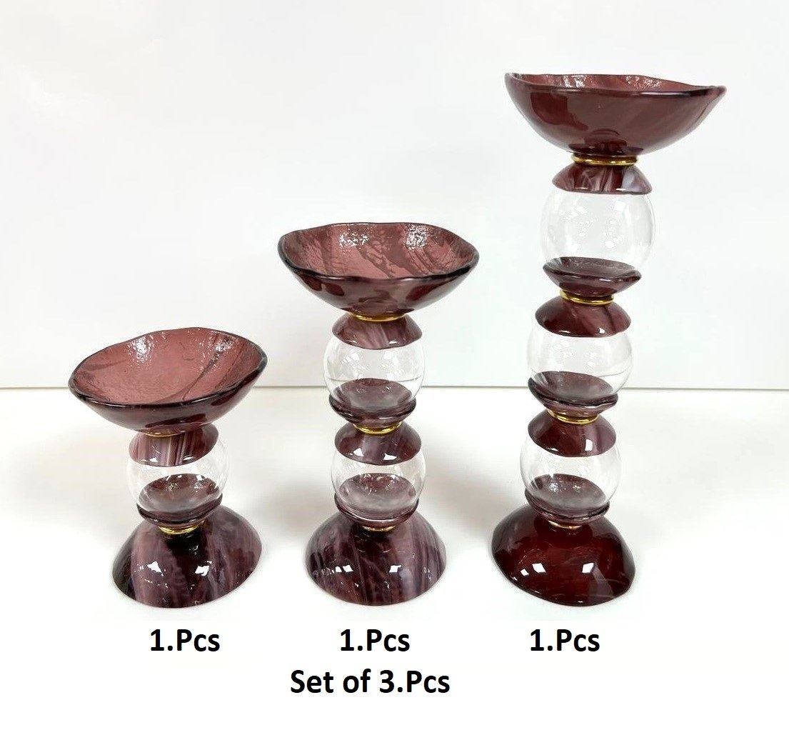 Set of glass 3 stands with bowls - Image 3