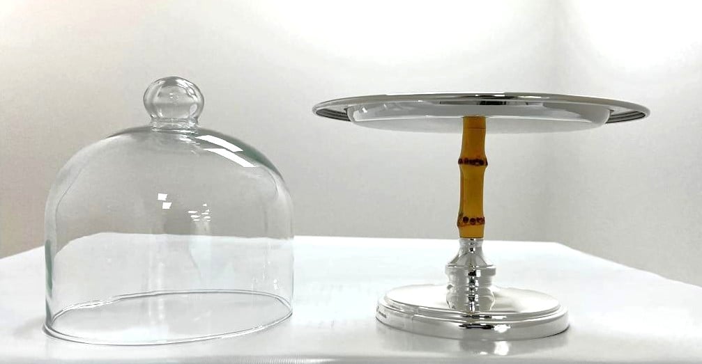 Medium Cake Bamboo Stand + Plain Lid - صورة 5