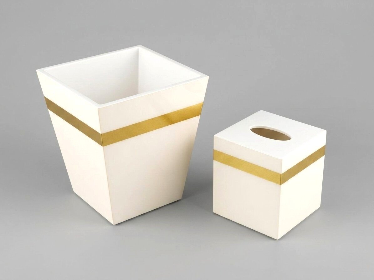Luxury Set of Tissue Box & Waste Basket - صورة 6