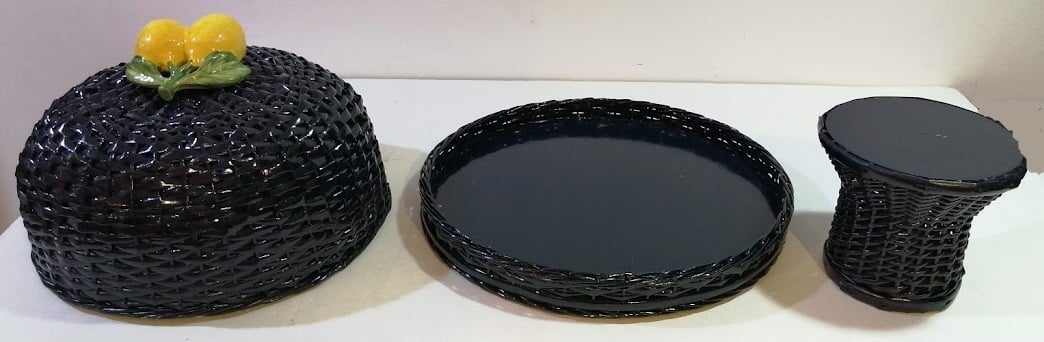 Dark Blue Rattan Cake Holder with Base & Ceramic Sicilian Lemon Adornment on the Top - صورة 8