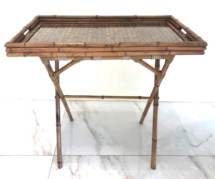 X-Large Rectangular Bamboo Tray with Glass Bottom & Support Stand - Image 8