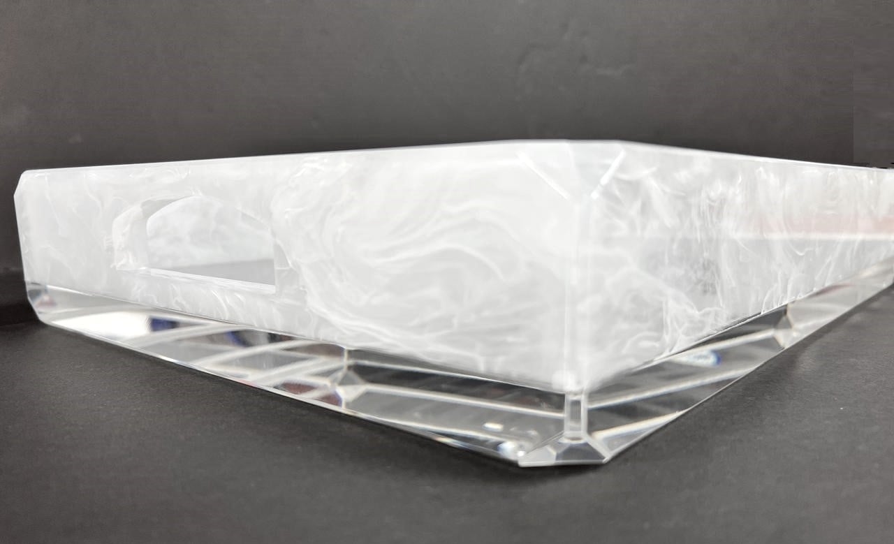 Square White Tray with handles - صورة 7