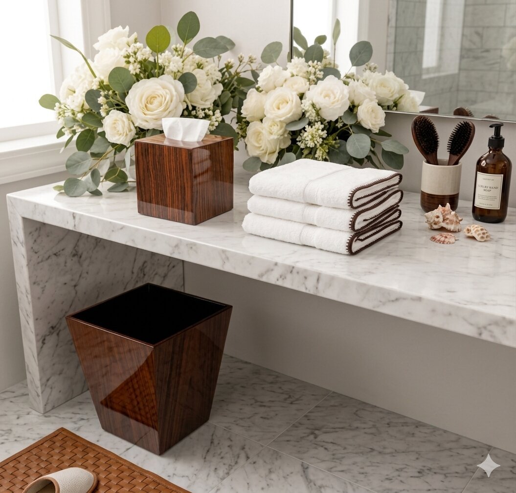 Luxury Set of Tissue Box & Waste Basket - صورة 1