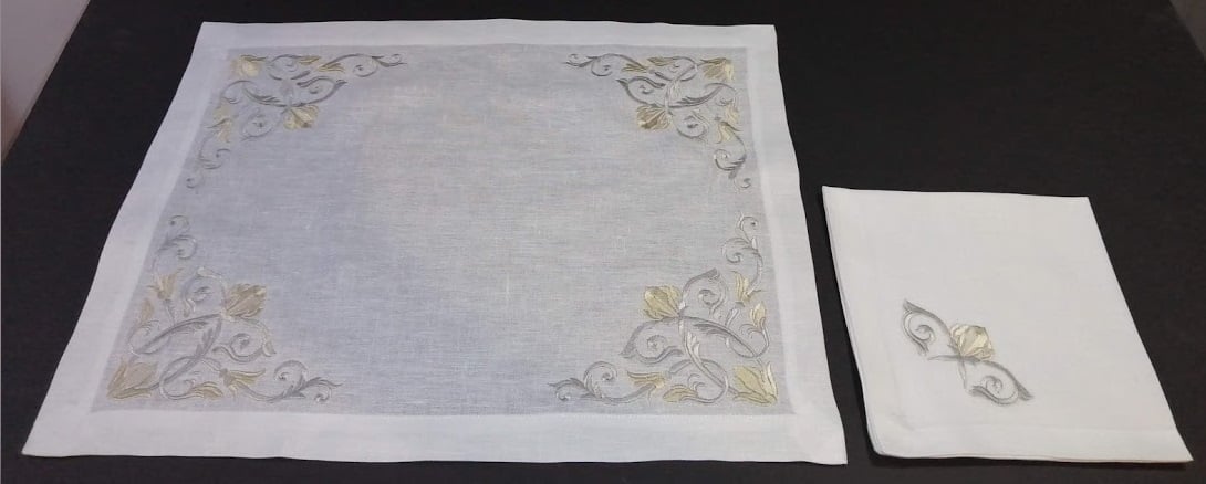Flowers Corner Frame Design Placemats with Napkins Set For 12.Persons - Image 2