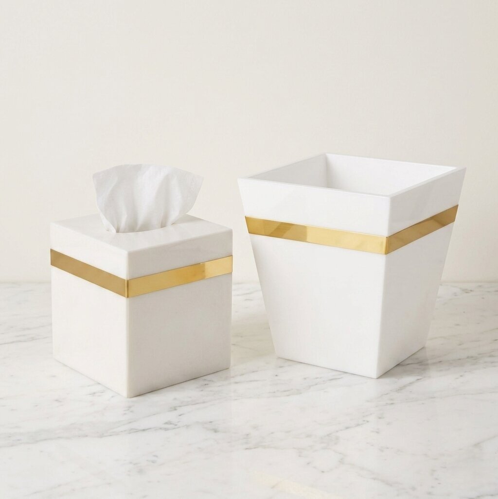 Luxury Set of Tissue Box & Waste Basket - صورة 1