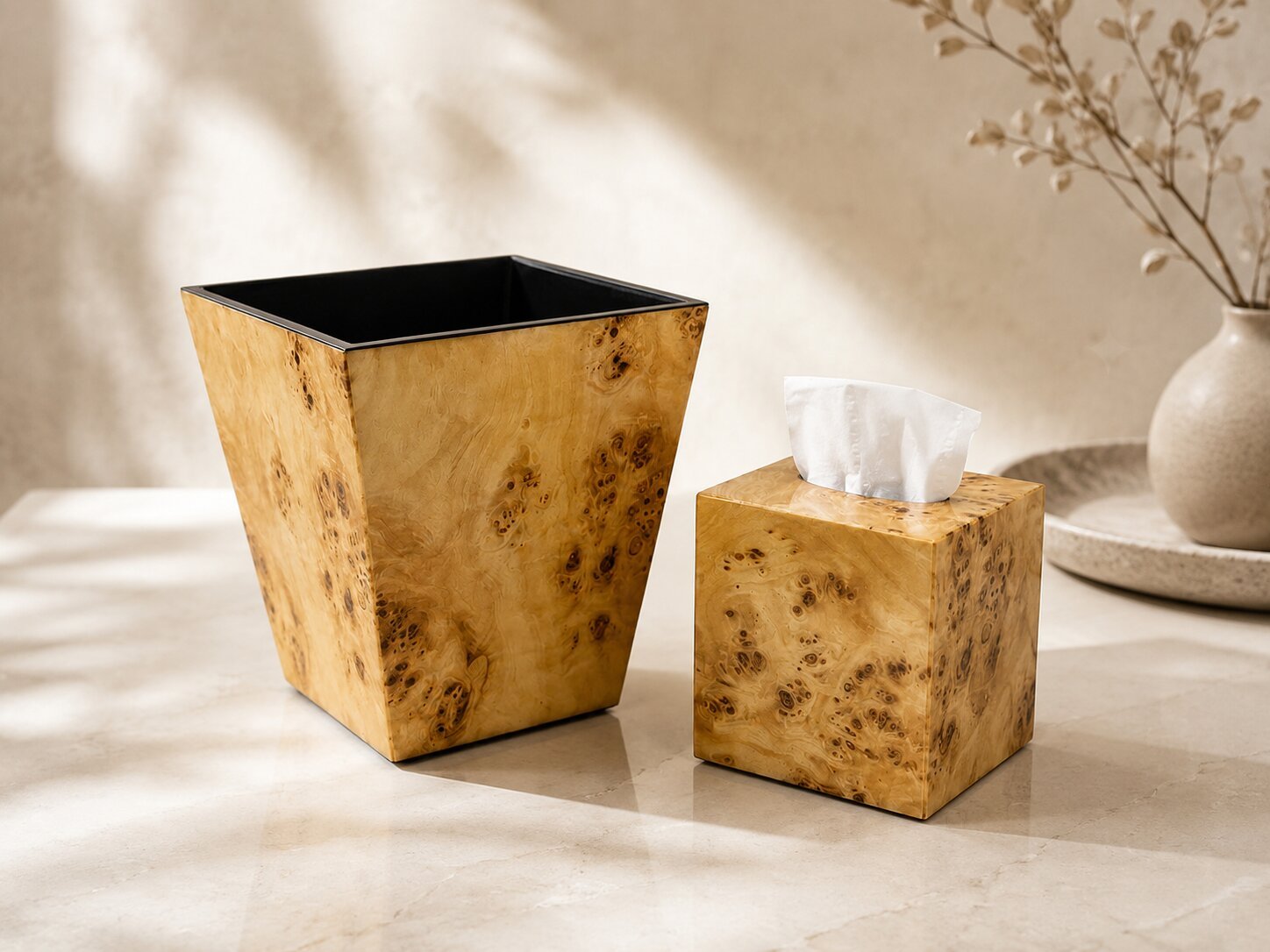 Luxury Set of Tissue Box & Waste Basket - صورة 10