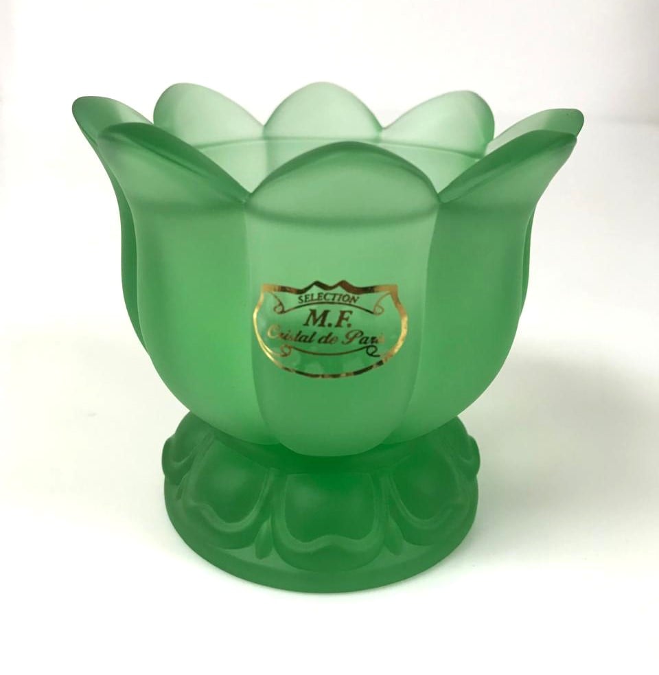 Small Crystal Vase Lotus Flower in Green Color - صورة 1