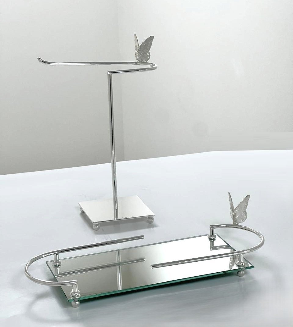 Set of flowers rect tray with towel stand - Image 2