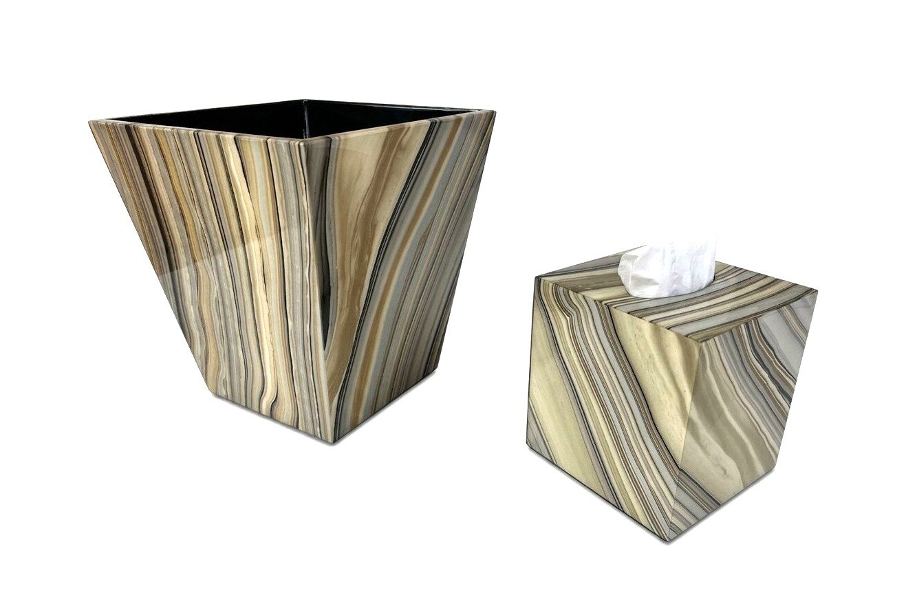 Luxury Set of Tissue Box & Waste Basket - صورة 6
