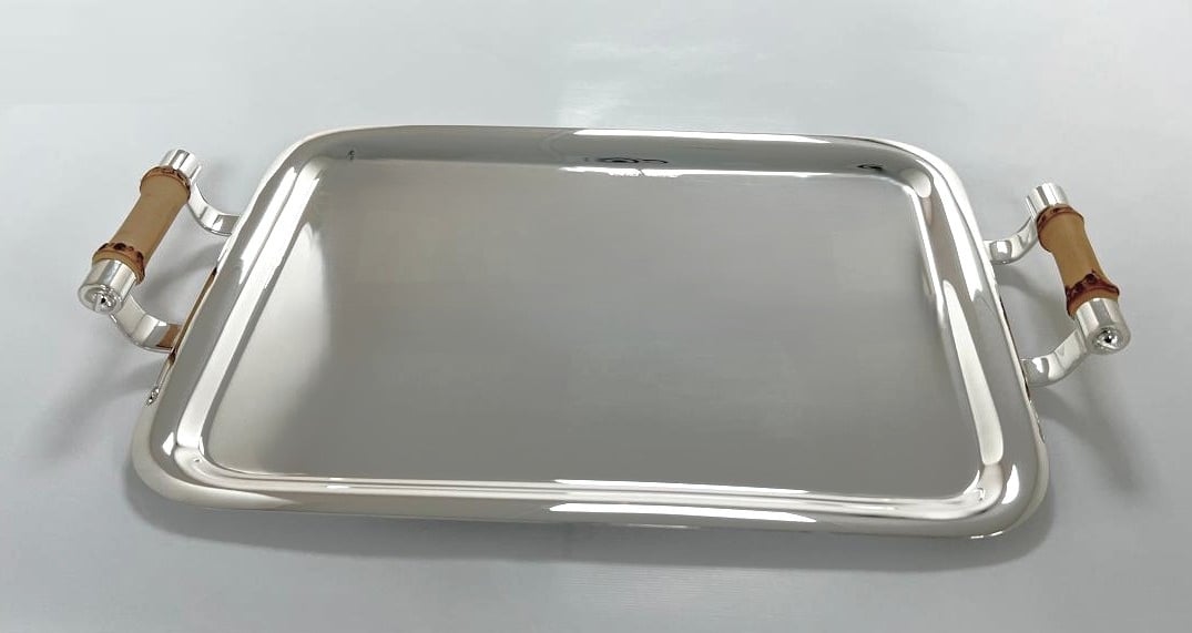 Medium rect tray with bamboo handles - صورة 3
