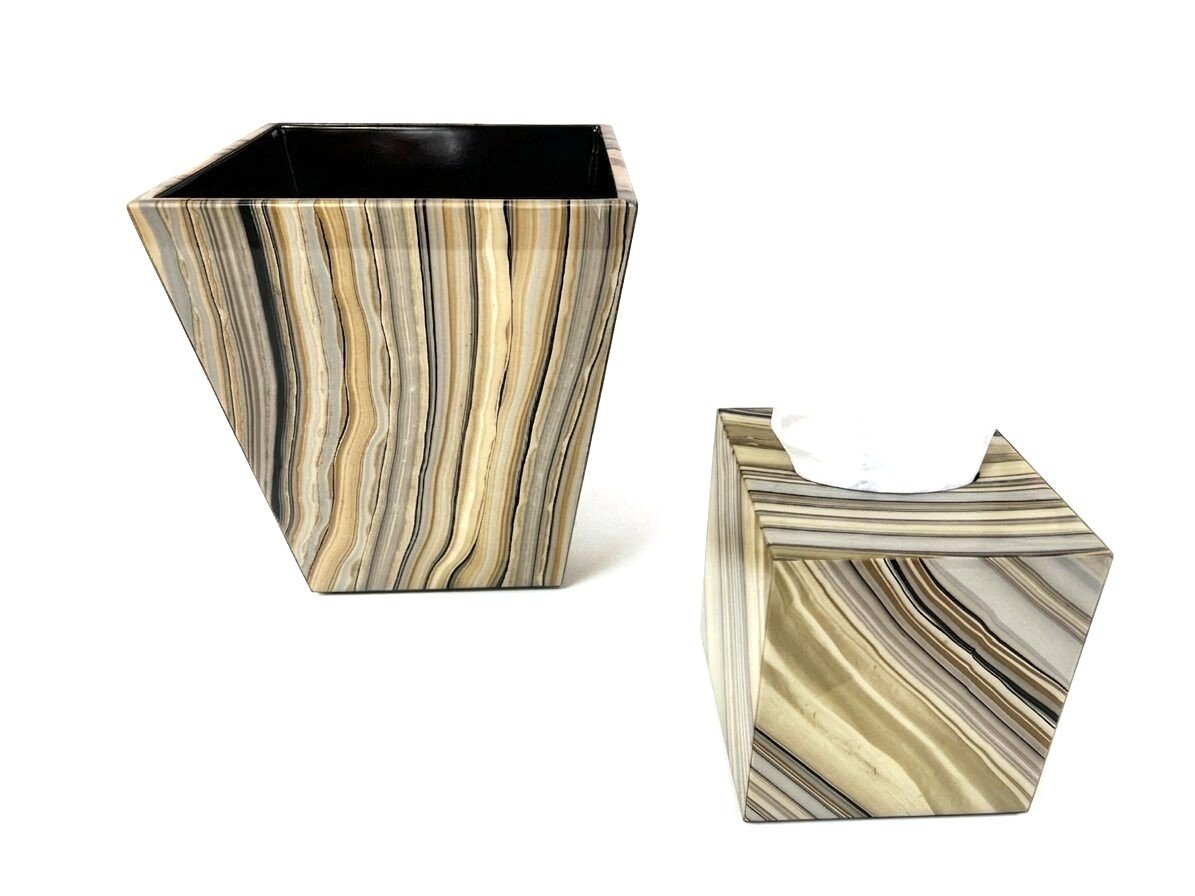 Luxury Set of Tissue Box & Waste Basket - صورة 5