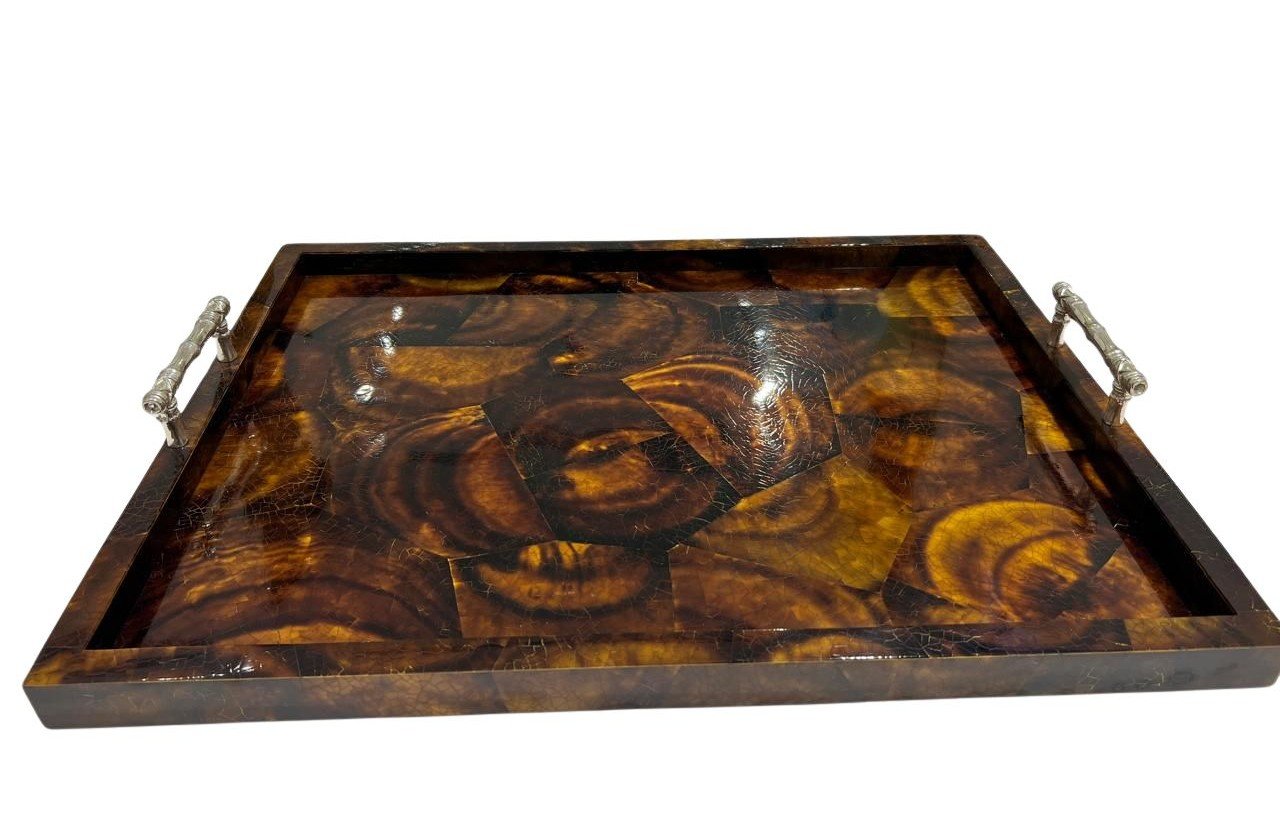 Large Brwon Tray with Bamboo Handles - صورة 5