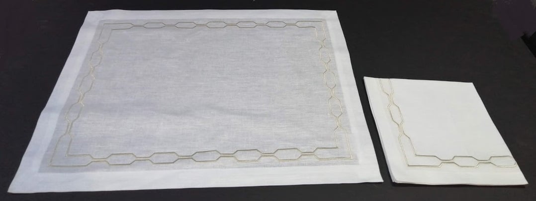 Oval Chain Frame Design Placemats with Napkins Set For 12.Persons - صورة 2