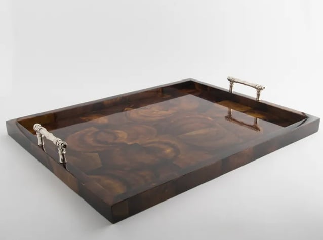 Medium Brwon Tray with Bamboo Handles - صورة 6
