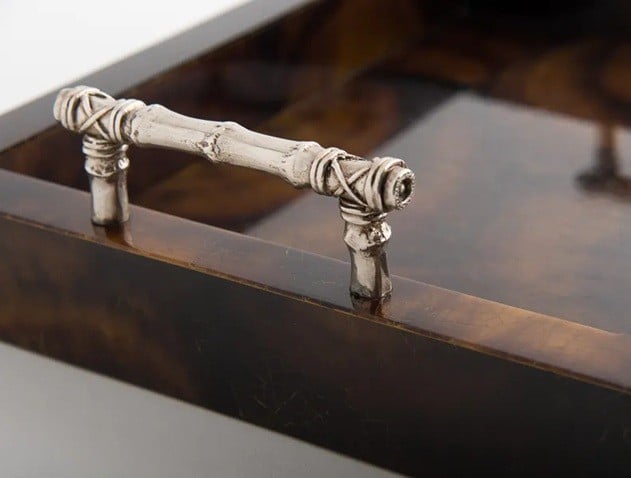 Medium Brwon Tray with Bamboo Handles - صورة 7