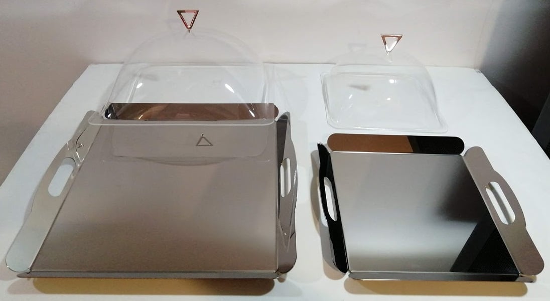 Big Square Tray S/Steel with Handles & with Plexi Cover - صورة 3