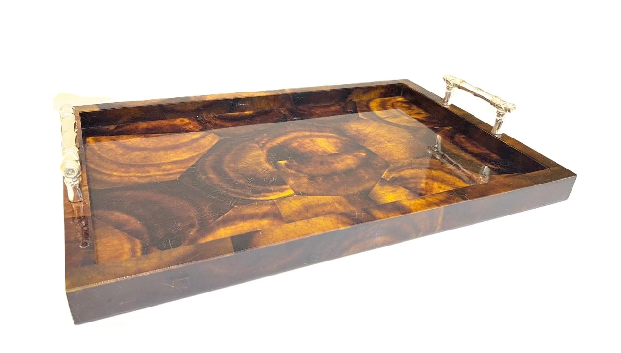 Medium Brwon Tray with Bamboo Handles - صورة 9