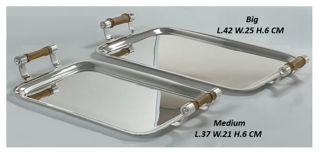 Medium rect tray with bamboo handles - صورة 7