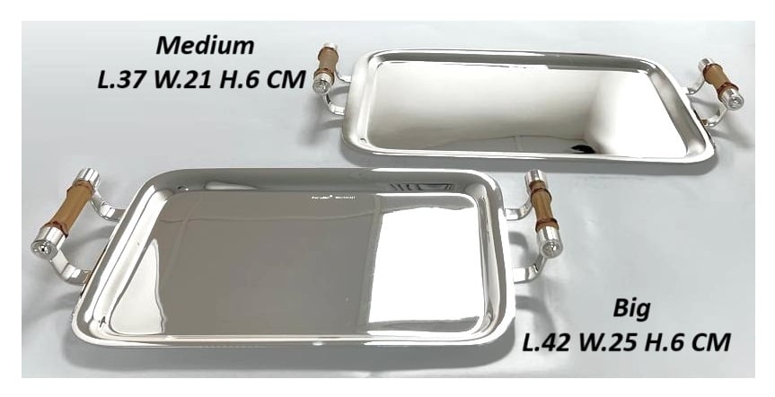 Medium rect tray with bamboo handles - صورة 6