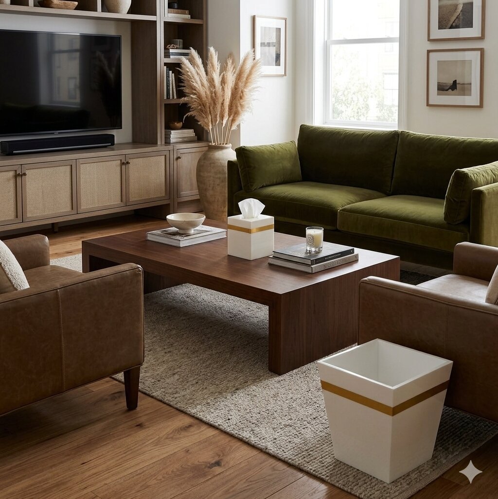 Luxury Set of Tissue Box & Waste Basket - صورة 4