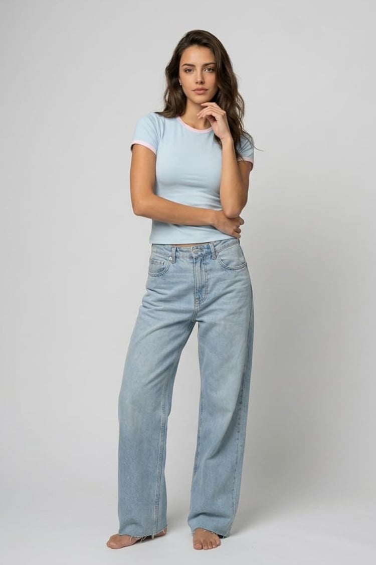 Ringer Baby tee - Baby blue - Image 1