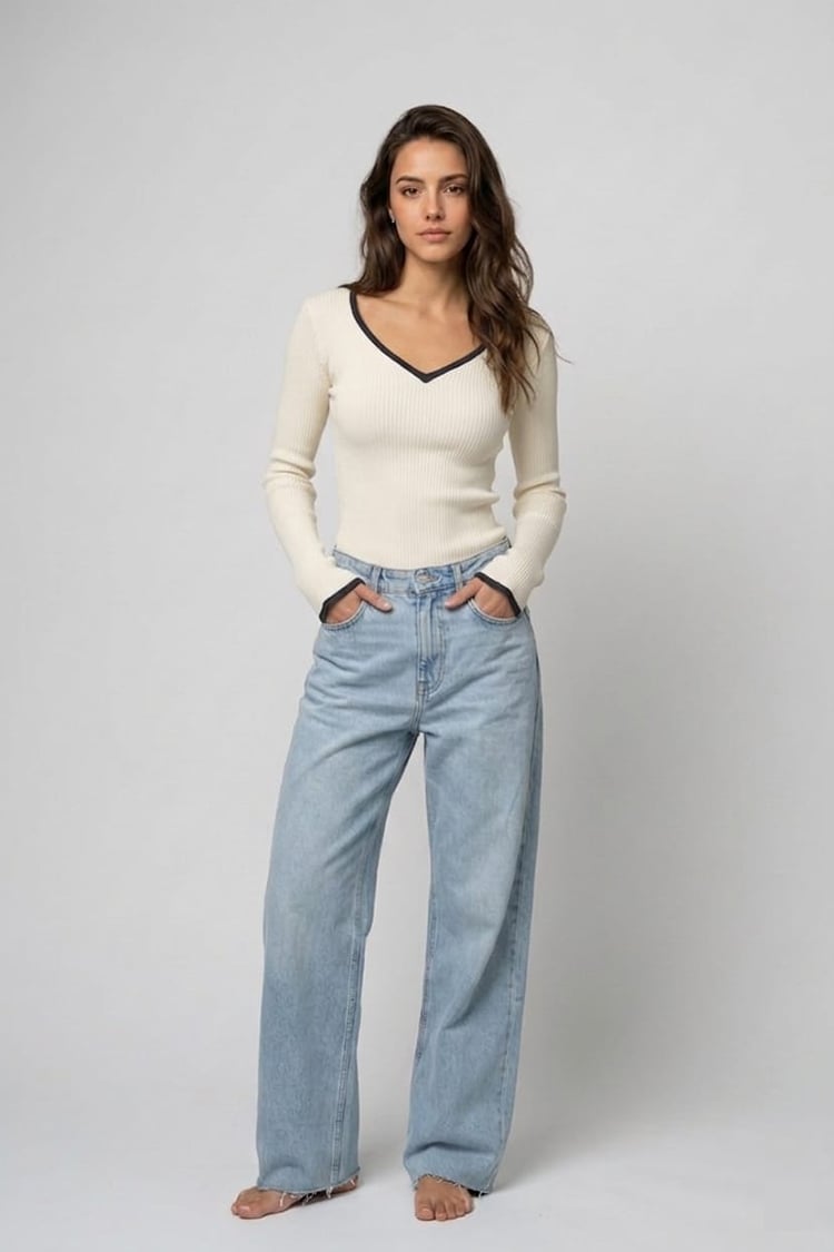 Sweetheart knit top - white - Image 2