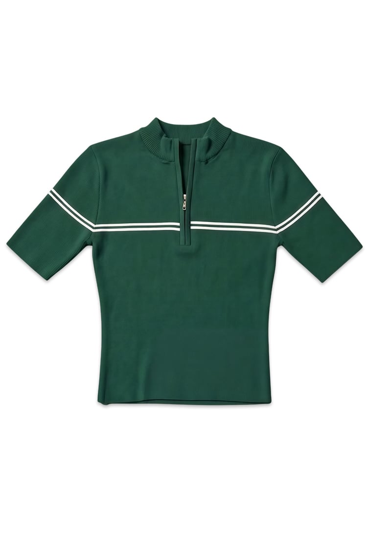 Double stripe zip knit -green - Image 4