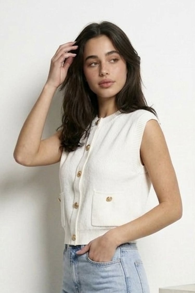 Elle knit vest - white - Image 3