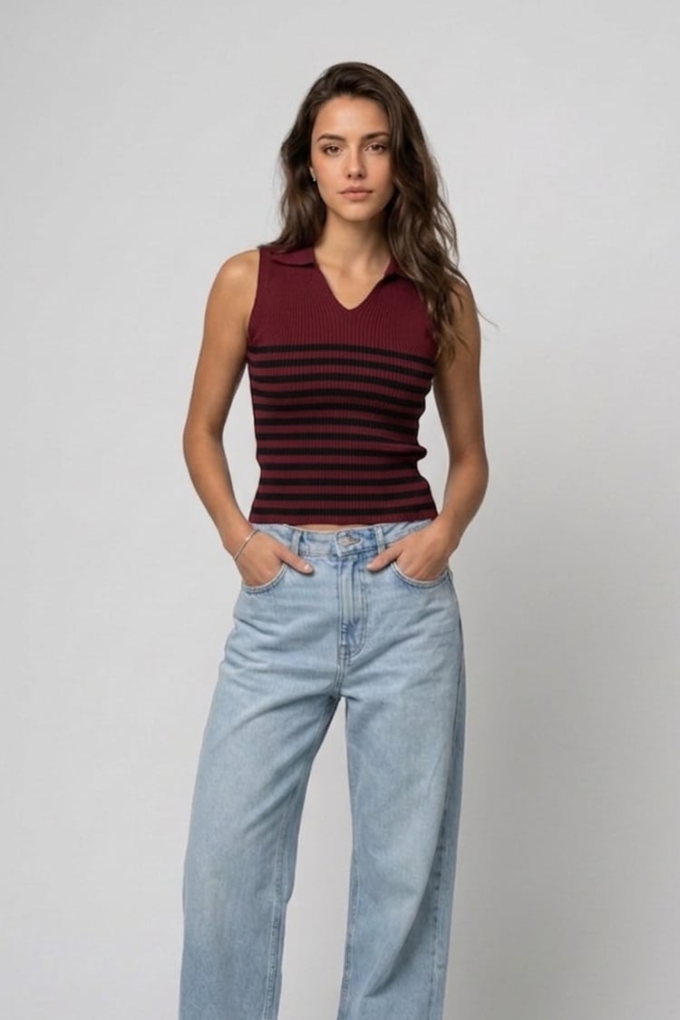 Bumblebee knit polo - Burgundy - Image 1