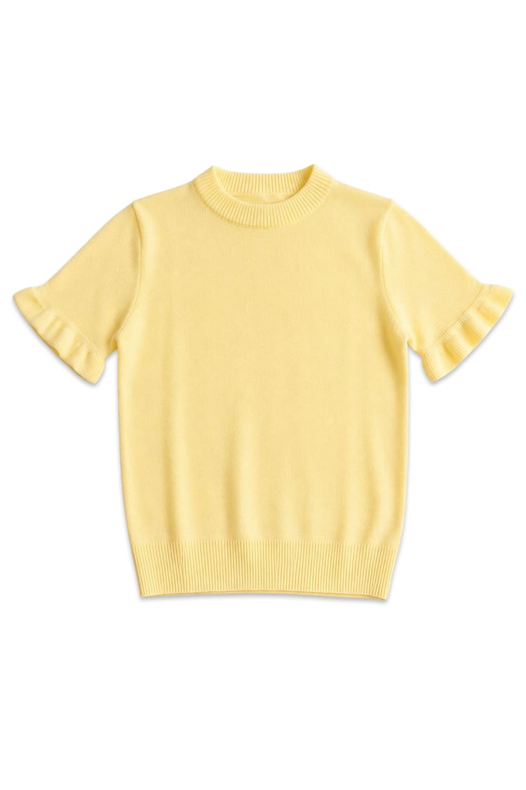 Pastel ruffle knit top-yellow - Image 4