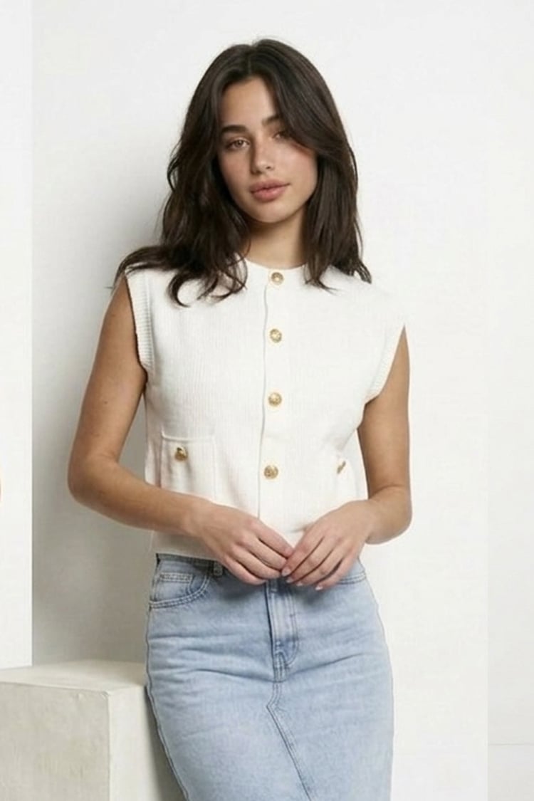 Elle knit vest - white - Image 2