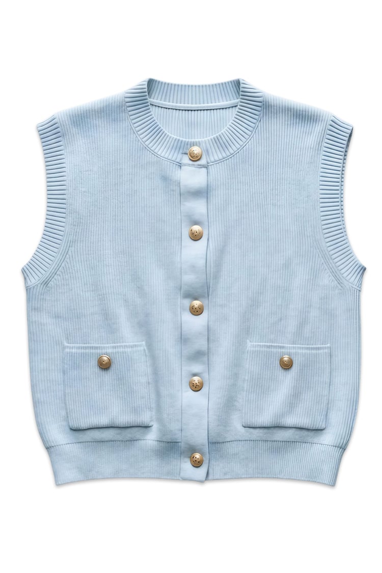 Elle knit vest - baby blue - صورة 5